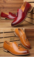 Elegant Pointed Toe Leather Oxfords for Men - Formal Office, Wedding, and Party Dress Shoes Featuring Comfortable Slip-On Design and Durable Rubber Outsole